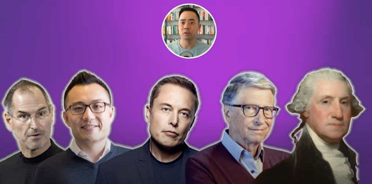 Steve Jobs, Tony Xu, Elon Musk, Bill Gates, George Washington