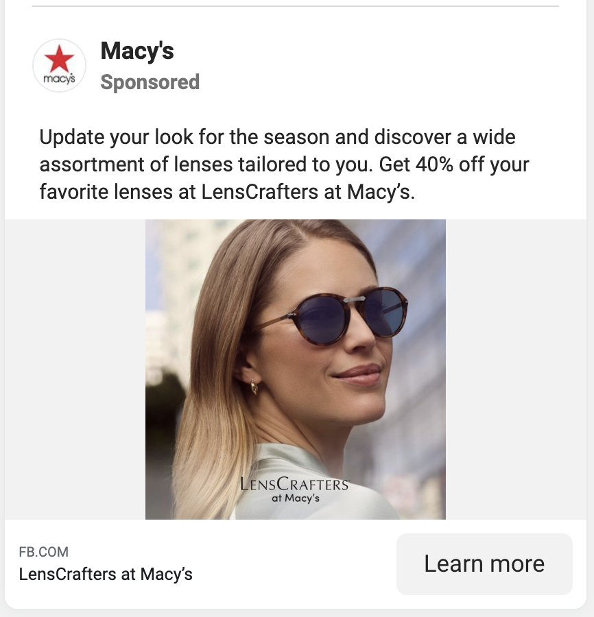 Macy'nin Facebook Reklamı