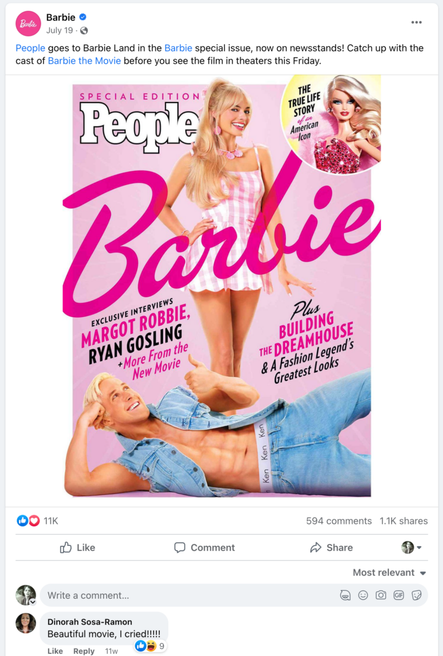 Barbie Movie Marketing Strategy FB post