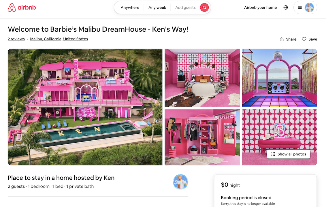 Casa de vis Malibu a lui Barbie - Airbnb