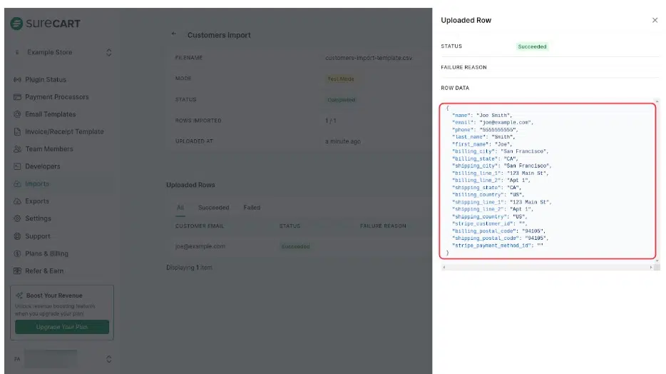 Step 4 Customer’s data import