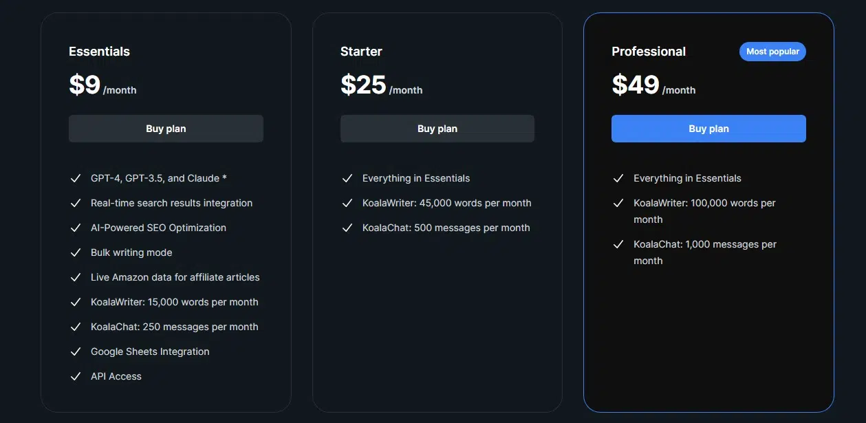 KoalaWriter: Pricing