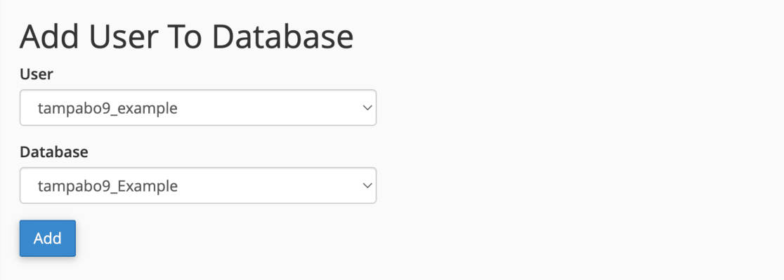 Benutzer zur MySQL-Datenbank Bluehost hinzufügen