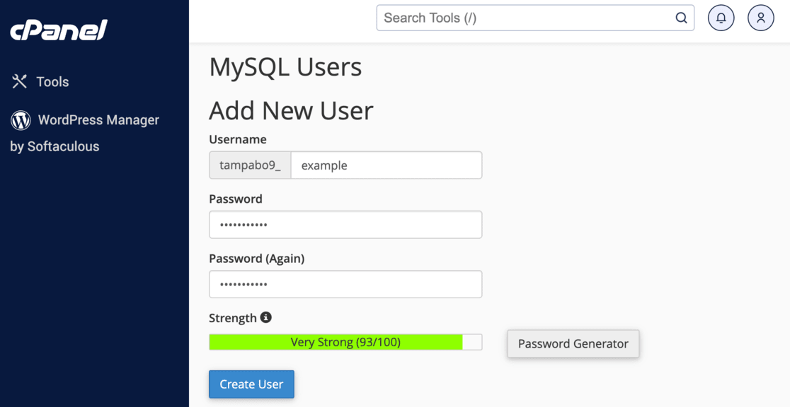 MySQL-Benutzer Bluehost