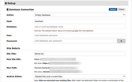 Details zur Duplikatordatenbank