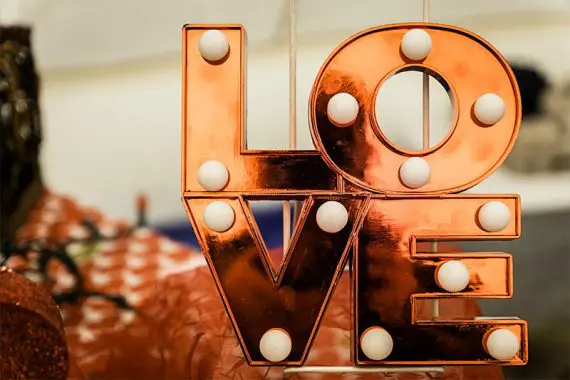 Bronze metal letters L - O - V - E