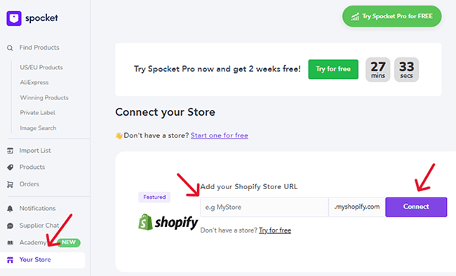 integrasi spocket shopify