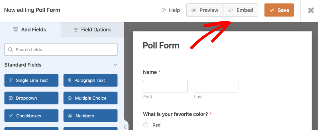 投票 WPFORM を埋め込む