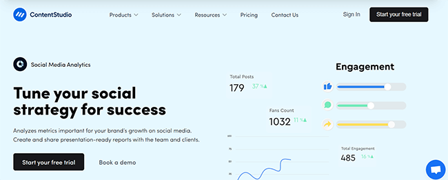 หน้าแรกของ ContentStudio Analytics