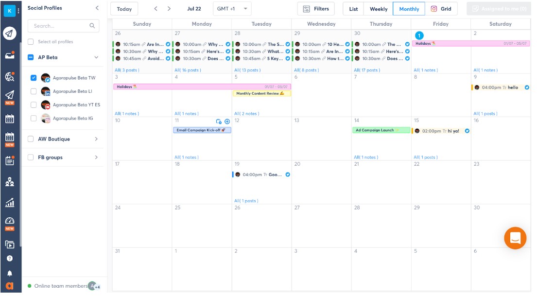 Calendarul social agorapulse vs sprout