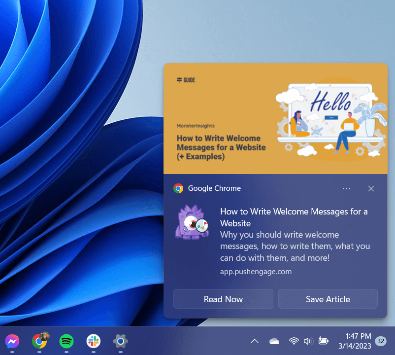 Contoh Pemberitahuan Push di Desktop - PushEngage