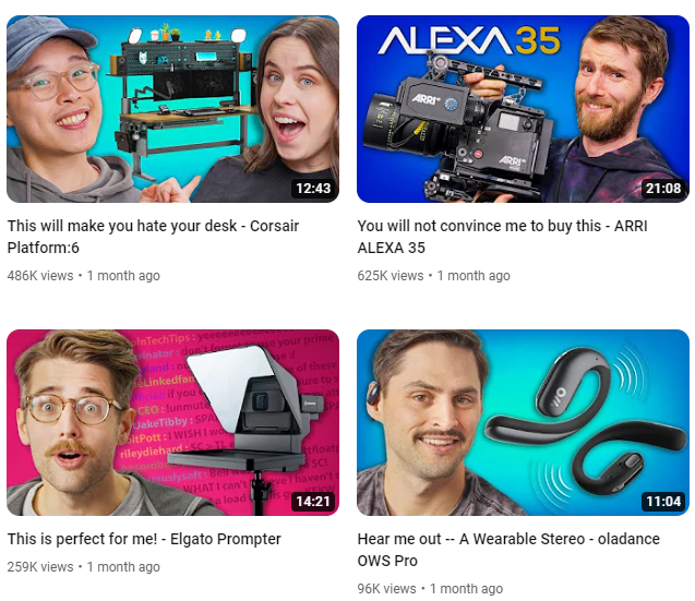 Ejemplos de miniaturas de YouTube