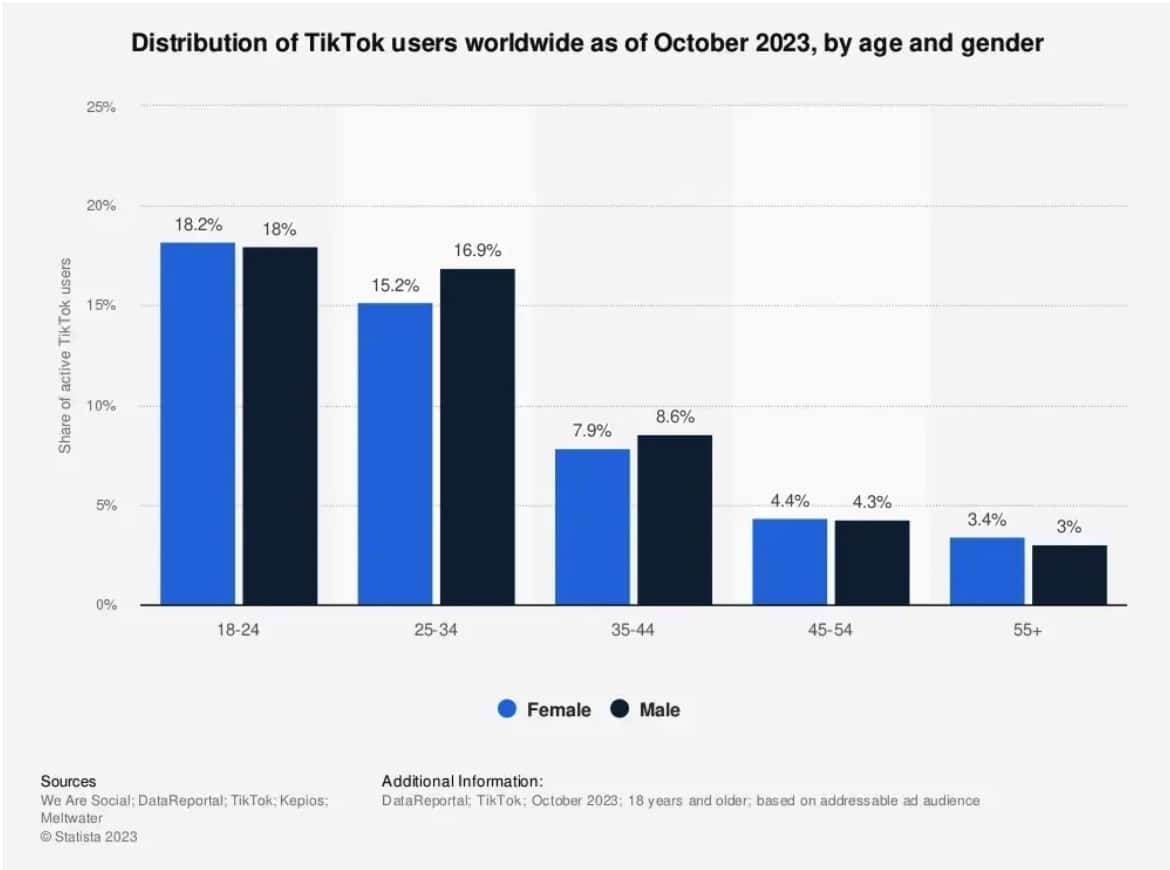 Usuários do TikTok em todo o mundo