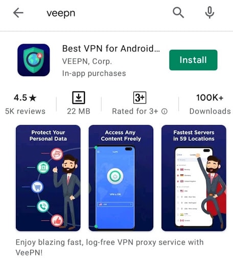 تطبيق VeePN من Google Play